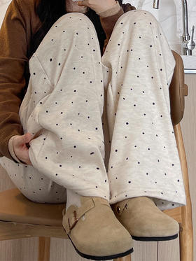 【YW】无忧购冬季加绒休闲舒适糯米圆点阔腿裤 H-1575（截单后3-5天发货）