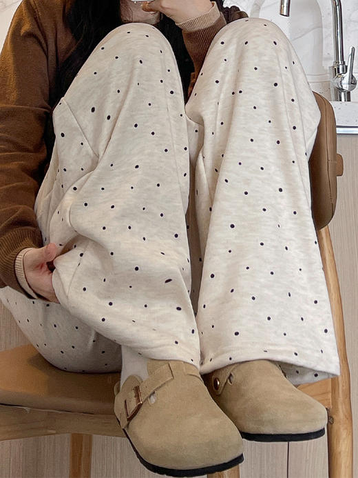 【YW】无忧购冬季加绒休闲舒适糯米圆点阔腿裤 H-1575（截单后3-5天发货） 商品图0