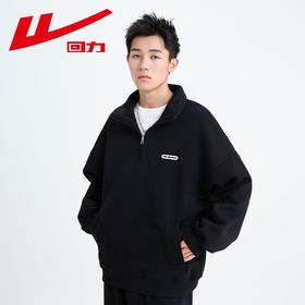 回力春秋新款美式套头长袖卫衣宽松立领半拉链复古外套加厚上衣