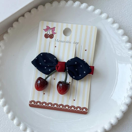 甜美精致樱桃蝴蝶结发夹-纪念日百货门店同款167748715 商品图3