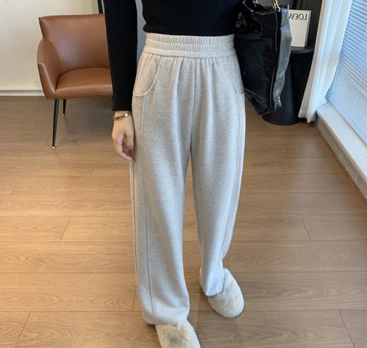 【Cindy自留】 垂感天花板 高克重人字纹羊毛醋酸阔腿裤 高腰运动休闲裤  加厚秋冬 商品图6