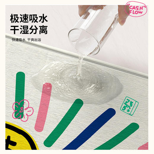 SMILEY & 有钱花「遇水则发」吸水垫浴室垫防滑加厚法棉绒地垫 商品图2