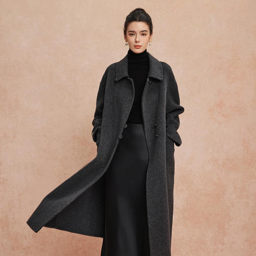 QH927斯尔丽25新款性强韩版H廓形简洁大方高雅气质长大衣 商品图8