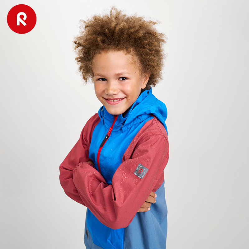 芬兰reima男女儿童拒水防风半开襟式套头夹克儿童连帽套衫