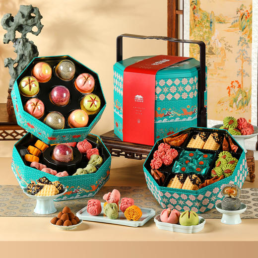 【三层唐味礼】悠享时2026春节年货礼盒装中式糕点过年走亲戚送礼品新年高端点心团购1271g 商品图0