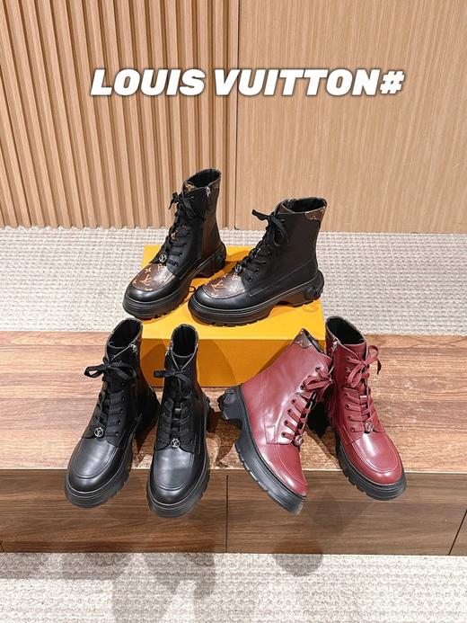 驴家 新款皮革切尔西靴·Lv系带马丁靴短靴（ZX*DBG） 商品图1