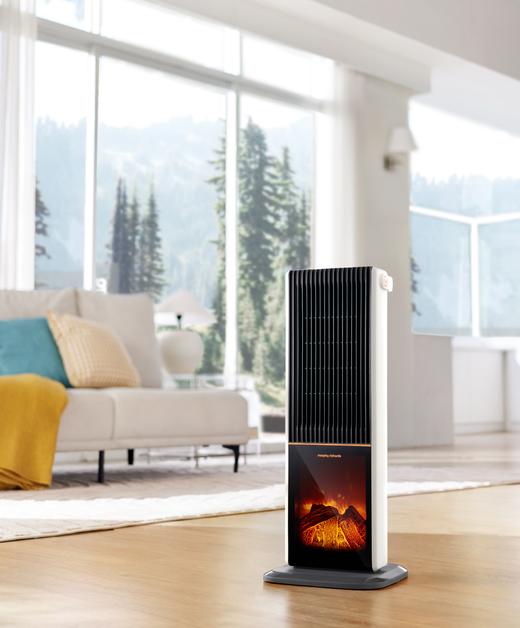 【看得见的温暖】 摩飞立式取暖器MR2029 纤薄机身 3D仿真炭火 石墨烯科技2秒速热 直流变频 节能省电 4倍大出风口 双核风轮 12H自动关机 配遥控器 商品图1