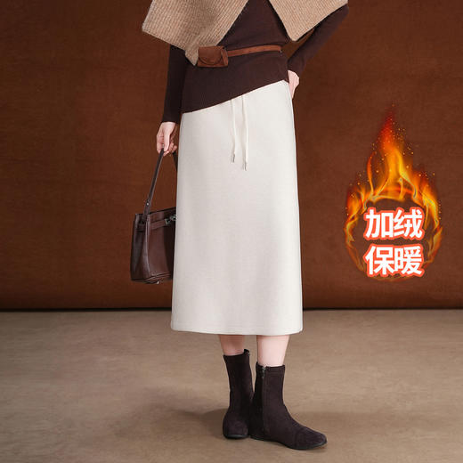 加绒保暖垂感修身直筒裙，松紧腰休闲半身裙显瘦高腰长裙MYX-KDFY-01265-L 商品图0