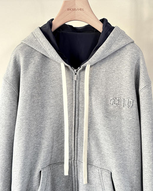 现货 THS-限时 情侣款 miu家 平纹针织两面穿拉链夹克 QF096 商品图1