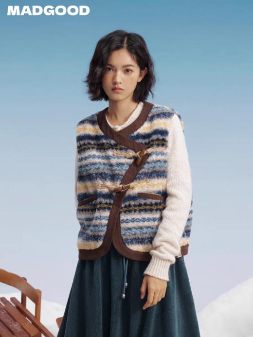 马得工地/MDGDMJ141164/不规则门襟羊羔毛拼接马甲 商品图0