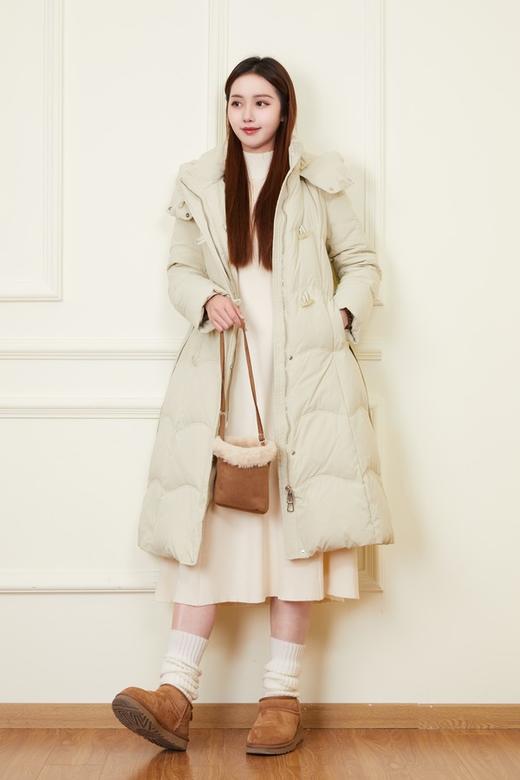 LNNNS 保暖系带收腰中长款连帽羽绒服外套 21607 商品图3