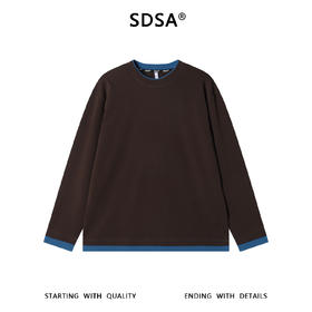 T5055SDSA男士秋冬新款痞帅男装简约撞色假两件圆领长袖T恤百搭时尚潮