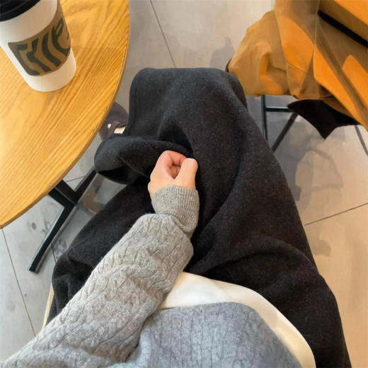 高级韩版！2025气质毛呢八分裤女秋冬厚款设计感百搭休闲松紧阔腿直筒裤！ 商品图2