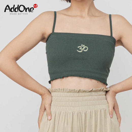 AddOne+1 New瑜伽普拉提运动高弹罗纹OM印花吊带短背心 商品图4