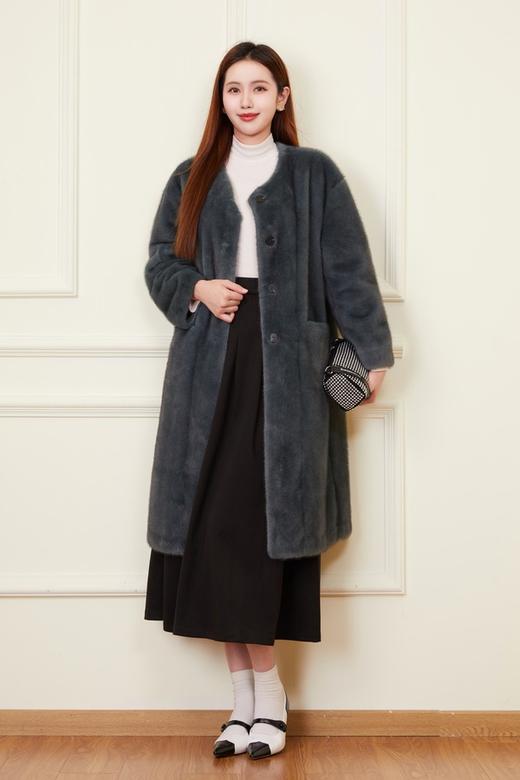 ELLA JADE 时尚气质环保皮草中长款大衣外套 21305 商品图3
