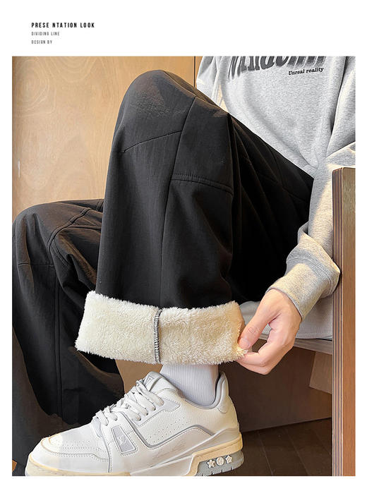 【GZ】无忧购羊羔绒裤子男士冬季加绒加厚卫裤宽松直筒休闲棉裤29179#（截单后5-7天发货） 商品图7