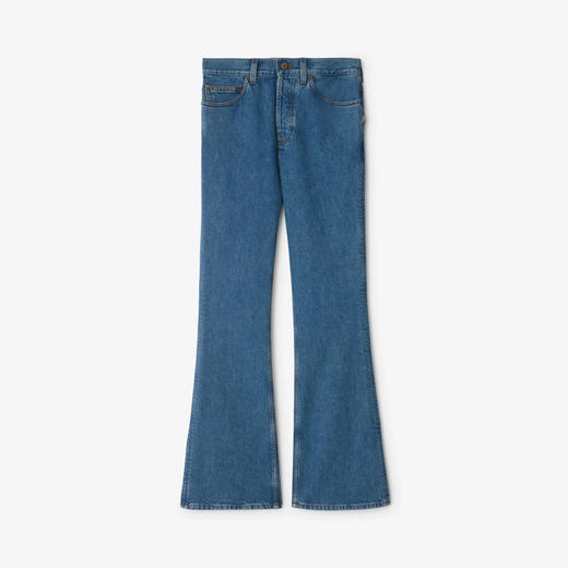 BURBERRY 巴宝莉 女士马术骑士徽标贴片微喇设计高腰牛仔裤 蓝色 8113153 A1322 商品图0