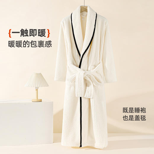 雅黛俪女士加绒加厚保暖浴袍双面暖绒珊瑚绒居家睡衣睡袍冬季 商品图2