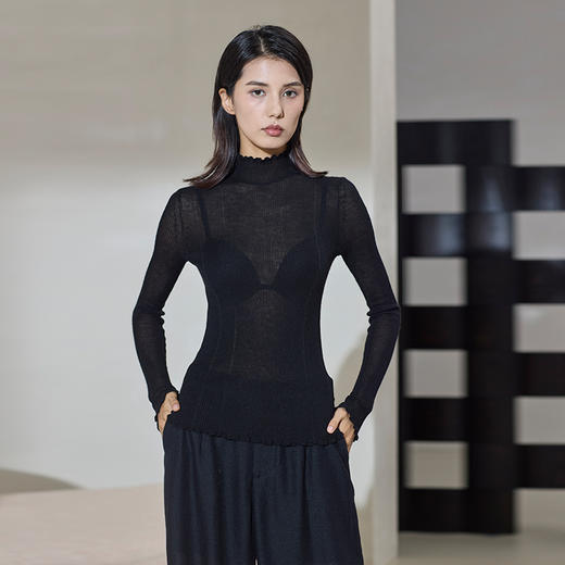 超轻薄羊绒半高领打底衫  SJF97W246N 商品图5