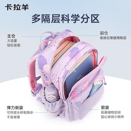 卡拉羊3维减负防下坠超轻游学晨练包抑菌大容量双肩包奇妙树系列CX2848+5544 商品图6