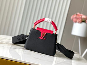 秋冬特惠💰1450 渠道级LV 新品 te级LV 全套包装 N82904/M48865黑拼红鸵鸟 本款 Capucines 手袋