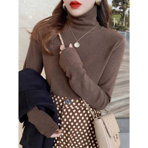 【买一送一】秋冬人手必备 超值2件装 双面保暖德绒高领打底衫长袖t恤女秋冬新款气质内搭加绒加厚上衣打底体恤衫 商品图1