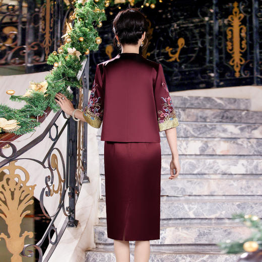 婚礼妈妈装醋酸礼服连衣裙女春夏新款高端婚宴喜婆婆两件套敬酒服 商品图3