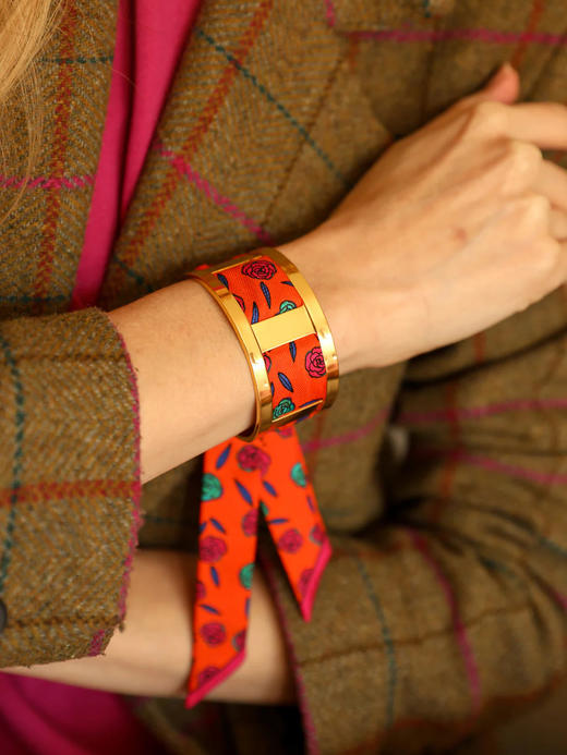 订购14周到｜AN-NEE-JMA-粉橘色 2cm 丝巾手镯［法国设计师］ 商品图0