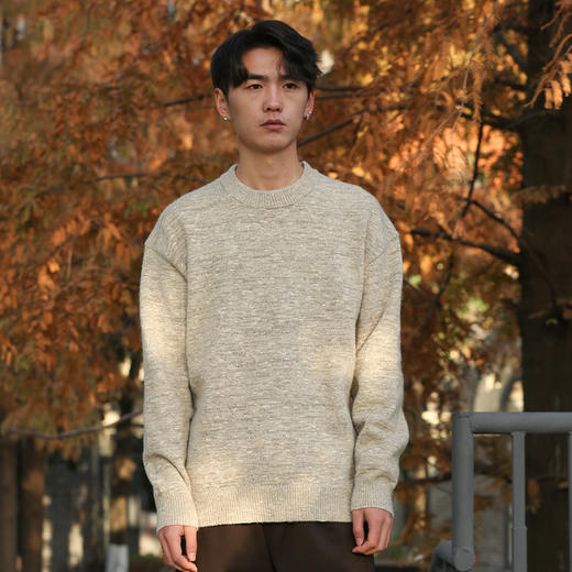 DRONKOO 2025 圆领后中长方棕标满幅花纱厚毛衣 商品图3