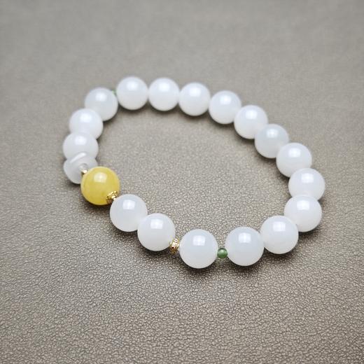 和田玉青海料冰底羊脂玉10mm招财转运手串 1122-23 商品图0