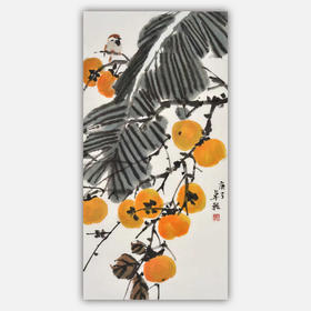 卓愿《好鸟择高枝》68x34CM 手绘纸本宣纸国画作品