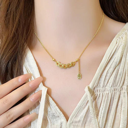 网红贵气碎冰冰爆闪五帝钱项链-纪念日百货门店同款167750372 商品图1