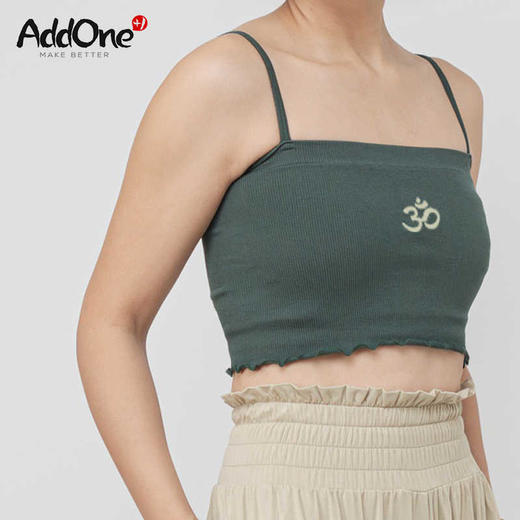 AddOne+1 New瑜伽普拉提运动高弹罗纹OM印花吊带短背心 商品图1