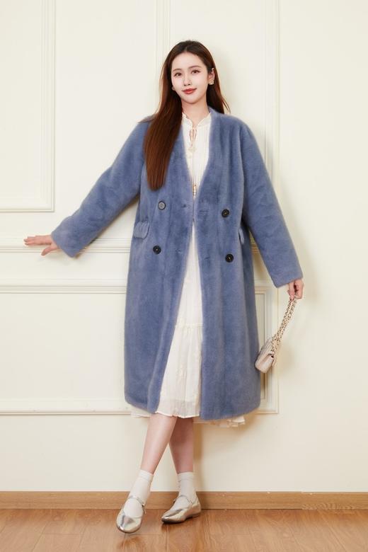 ELLA JADE 韩版宽松气质V领皮草大衣外套 21325 商品图3
