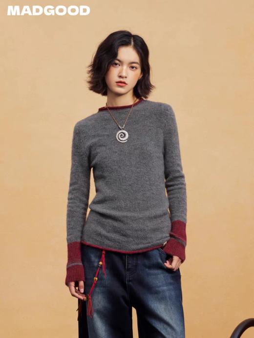 马得工地/MDGDMY14838/撞色假两件套头毛织打底 商品图0