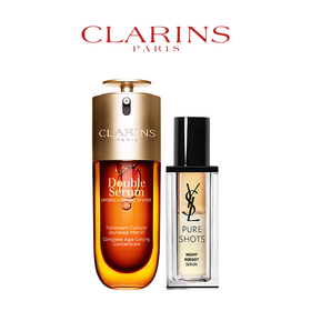 Clarins娇韵诗 第九代双萃精华50ml+YSL圣罗兰夜皇后精华30ml（1+1>2护肤套组）