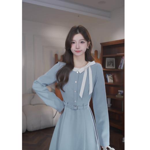 鹿向南「零温落雪」秋冬新款韩系显瘦气质原创小众设计感连衣裙女 商品图1