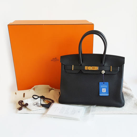 【98新闲置】Hermes爱马仕Birkin黑金Togo皮Birkin 30铂金包手提包女士191125NJS16 商品图1