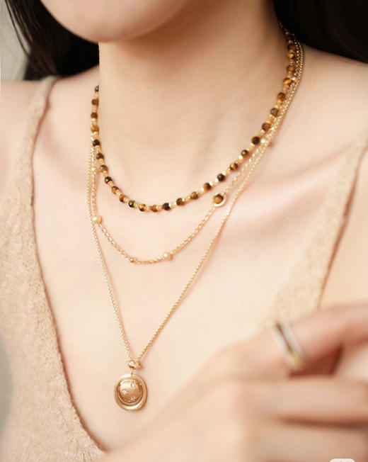 汤唯同款解锁温柔知性能量虎眼石毛衣项链 商品图9