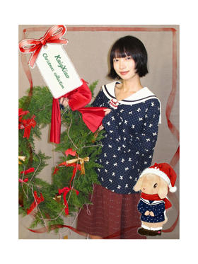 Kaiy Xiao 圣诞限定系列 复古童话海军领长袖T  一品红/圣诞夜