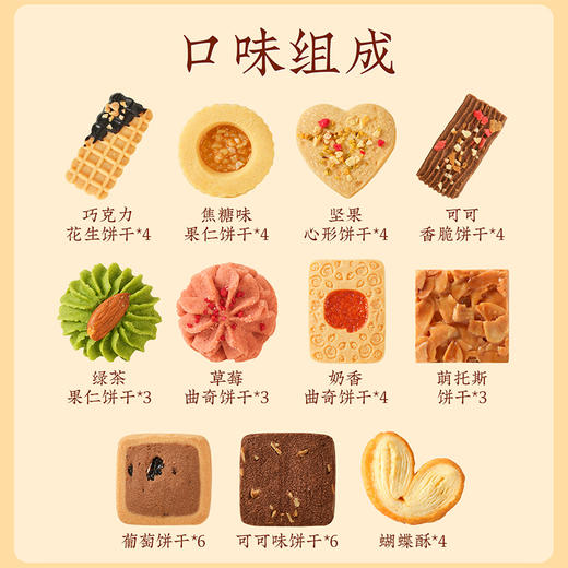 【食味具臻礼盒】悠享时高级进口黄油曲奇饼干礼盒圣诞礼物新年元旦伴手点心订婚喜饼糖果460g 商品图10