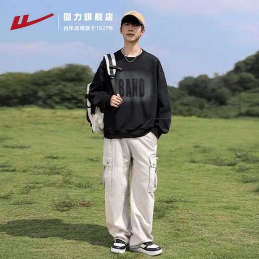 回力重磅卫衣男春秋2025新款远红外冬季保暖加绒美式潮流套头上衣 商品图3