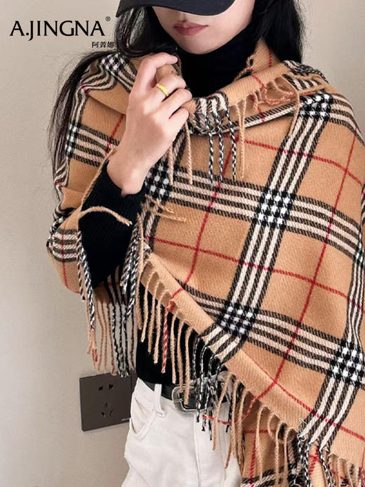 【积分兑换】阿菁娜冬季千鸟格格纹围巾F30D320001 商品图3