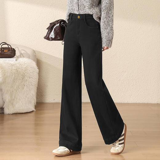 加绒牛仔直筒裤垂坠感，宽松显瘦阔腿裤洋气休闲长裤MYX-OZY-25322-L 商品图1