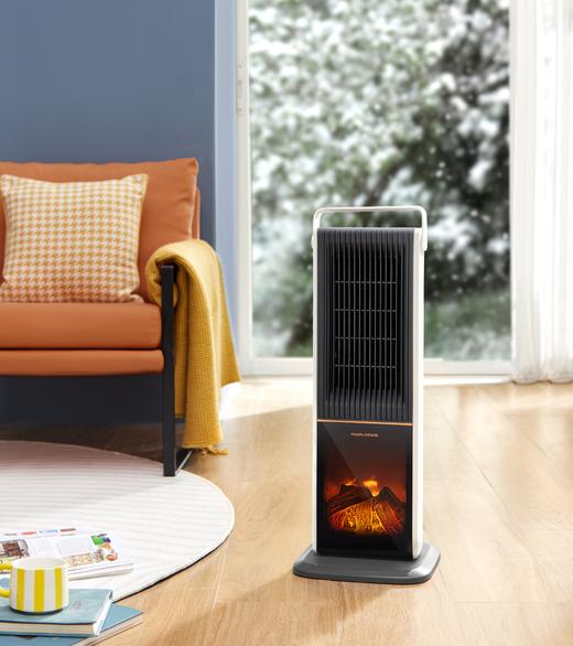 【看得见的温暖】 摩飞立式取暖器MR2029 纤薄机身 3D仿真炭火 石墨烯科技2秒速热 直流变频 节能省电 4倍大出风口 双核风轮 12H自动关机 配遥控器 商品图0