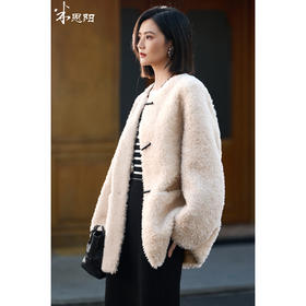 一件过冬 100%纯羊毛颗粒绒大衣 米思阳2025冬季简约气质牛角扣羊毛保暖中长款外套女5745