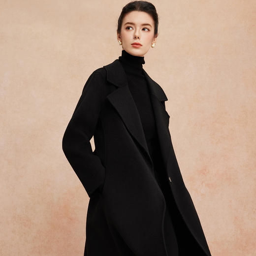 QH956斯尔丽25新款经典收腰放摆显瘦气质高级感双面呢长款大衣 商品图4