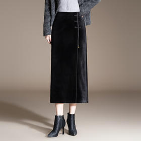 国风复古时尚半身裙垂坠感，修身直筒裙中长款开叉包臀裙MYX-KDFY-01257-L
