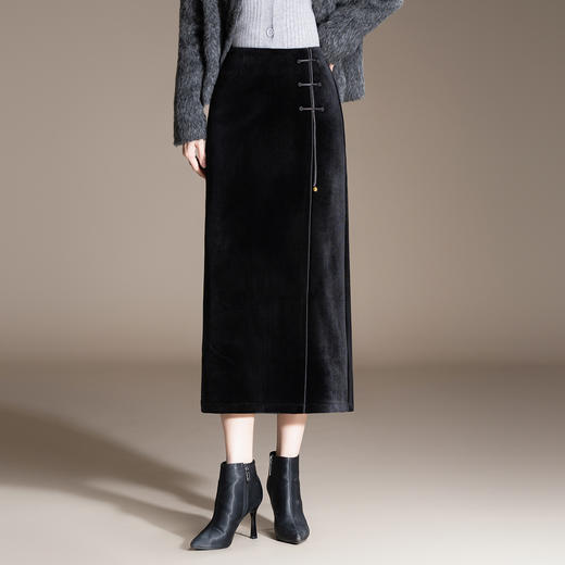 国风复古时尚半身裙垂坠感，修身直筒裙中长款开叉包臀裙MYX-KDFY-01257-L 商品图0