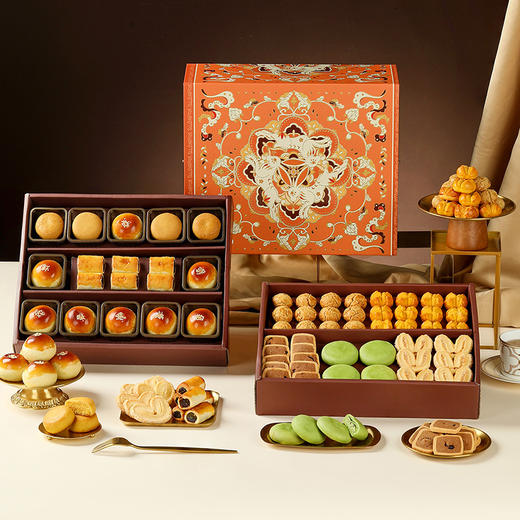 【万物风华礼盒】悠享时曲奇雪花酥糕点喜饼喜糖巧克力零食年货新春大礼包礼品1180g 商品图2